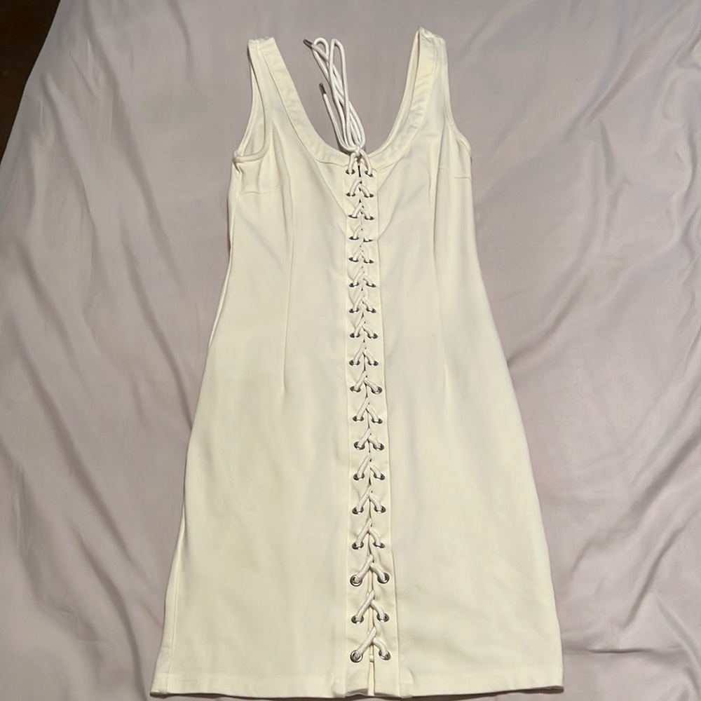 Off white laced up dress